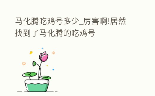 馬化騰吃雞號多少_厲害啊!居然找到了馬化騰的吃雞號