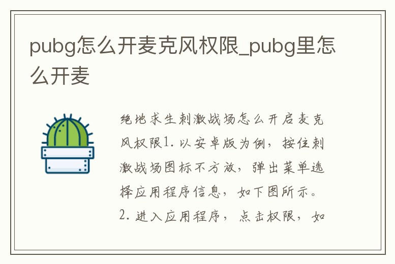 pubg怎么開麥克風權限_pubg里怎么開麥