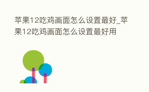 蘋果12吃雞畫面怎么設置最好_蘋果12吃雞畫面怎么設置最好用