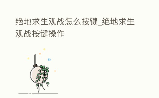 絕地求生觀戰怎么按鍵_絕地求生觀戰按鍵操作
