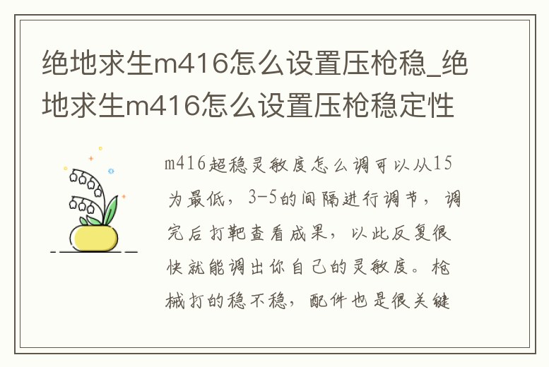絕地求生m416怎么設置壓槍穩_絕地求生m416怎么設置壓槍穩定性