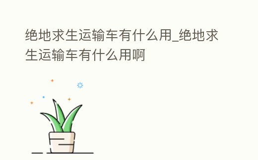 絕地求生運輸車有什么用_絕地求生運輸車有什么用啊