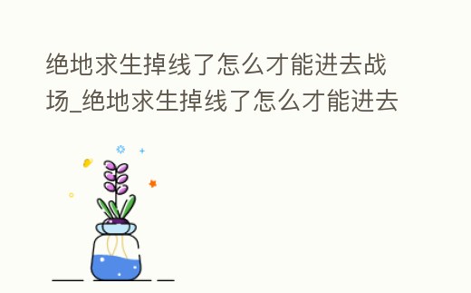 絕地求生掉線了怎么才能進去戰場_絕地求生掉線了怎么才能進去戰場模式