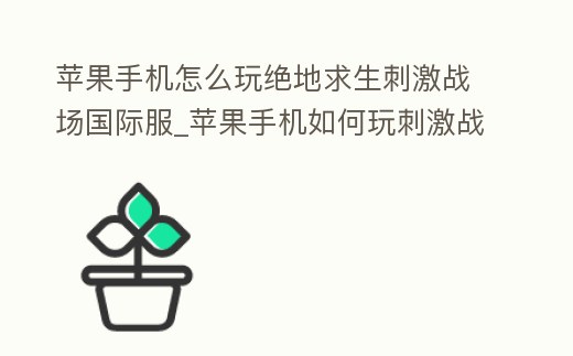 蘋果手機怎么玩絕地求生刺激戰場國際服_蘋果手機如何玩刺激戰場國際服