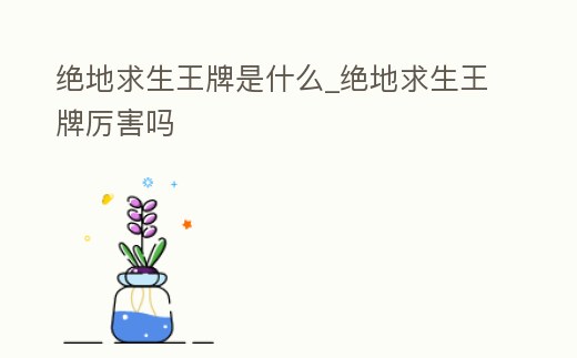 絕地求生王牌是什么_絕地求生王牌厲害嗎