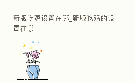 新版吃雞設置在哪_新版吃雞的設置在哪