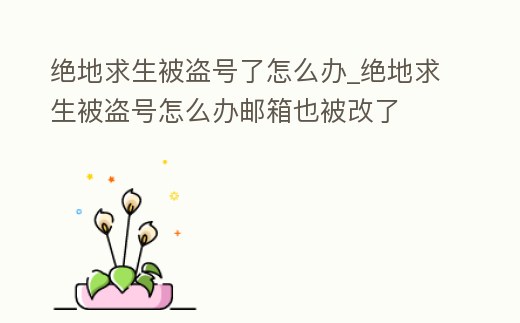 絕地求生被盜號了怎么辦_絕地求生被盜號怎么辦郵箱也被改了