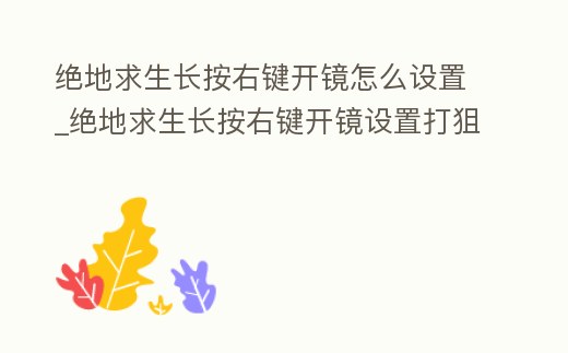 絕地求生長按右鍵開鏡怎么設置_絕地求生長按右鍵開鏡設置打狙難受