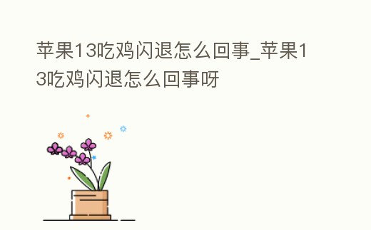 蘋果13吃雞閃退怎么回事_蘋果13吃雞閃退怎么回事呀