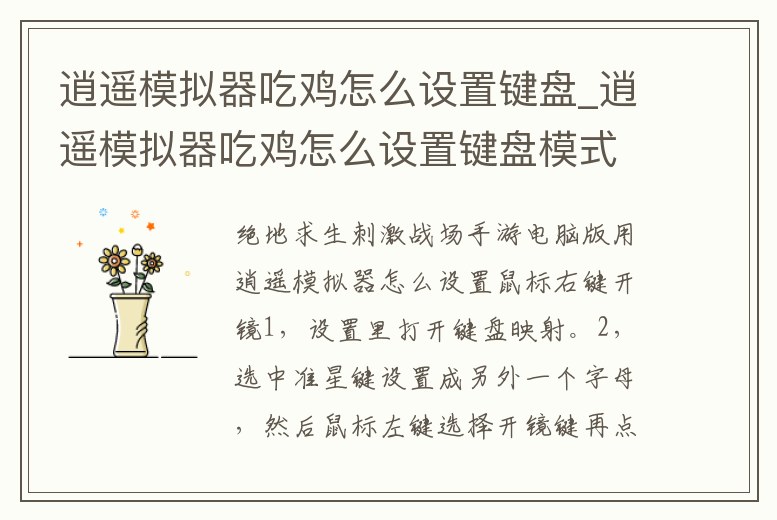 逍遙模擬器吃雞怎么設置鍵盤_逍遙模擬器吃雞怎么設置鍵盤模式
