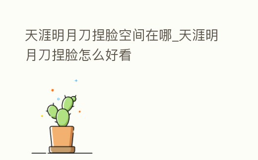 天涯明月刀捏臉空間在哪_天涯明月刀捏臉怎么好看