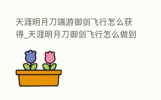 天涯明月刀端游御劍飛行怎么獲得_天涯明月刀御劍飛行怎么做到