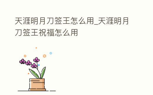 天涯明月刀簽王怎么用_天涯明月刀簽王祝福怎么用