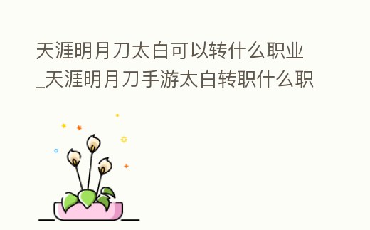 天涯明月刀太白可以轉什么職業_天涯明月刀手游太白轉職什么職業好