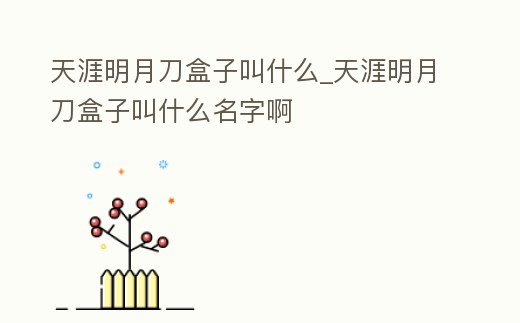 天涯明月刀盒子叫什么_天涯明月刀盒子叫什么名字啊
