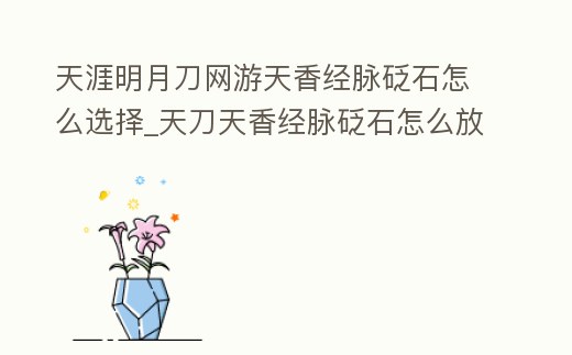 天涯明月刀網游天香經脈砭石怎么選擇_天刀天香經脈砭石怎么放