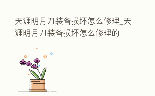 天涯明月刀裝備損壞怎么修理_天涯明月刀裝備損壞怎么修理的