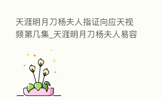 天涯明月刀楊夫人指證向應天視頻第幾集_天涯明月刀楊夫人易容成媒婆