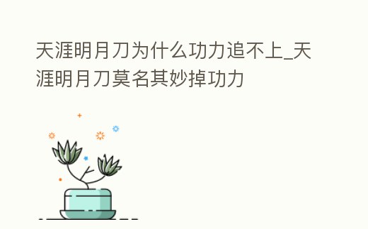 天涯明月刀為什么功力追不上_天涯明月刀莫名其妙掉功力