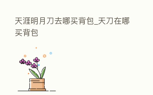 天涯明月刀去哪買背包_天刀在哪買背包