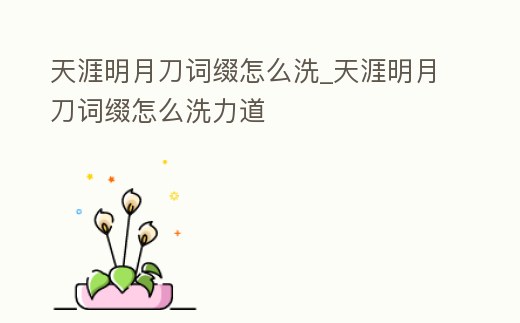 天涯明月刀詞綴怎么洗_天涯明月刀詞綴怎么洗力道