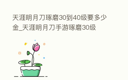 天涯明月刀琢磨30到40級要多少金_天涯明月刀手游琢磨30級