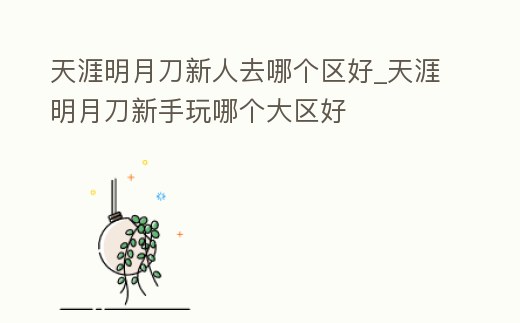 天涯明月刀新人去哪個區(qū)好_天涯明月刀新手玩哪個大區(qū)好