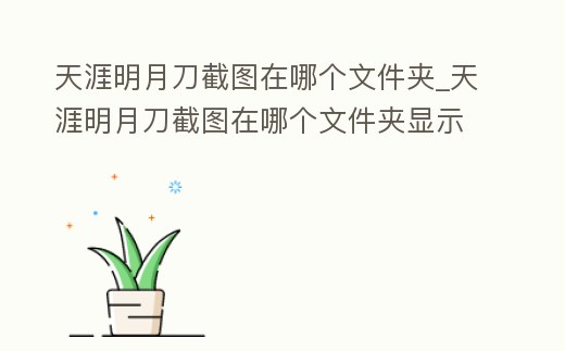 天涯明月刀截圖在哪個文件夾_天涯明月刀截圖在哪個文件夾顯示
