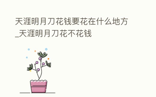 天涯明月刀花錢要花在什么地方_天涯明月刀花不花錢