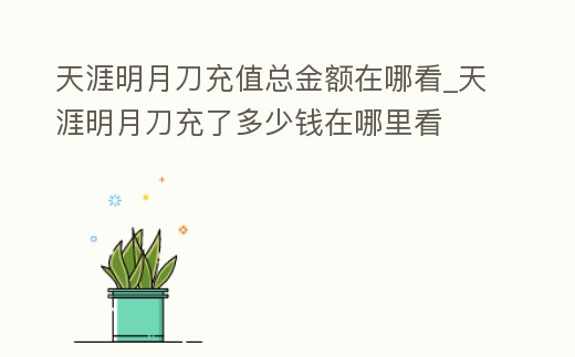 天涯明月刀充值總金額在哪看_天涯明月刀充了多少錢在哪里看
