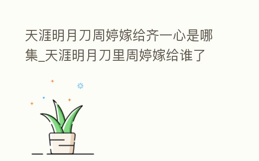 天涯明月刀周婷嫁給齊一心是哪集_天涯明月刀里周婷嫁給誰了