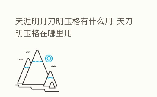 天涯明月刀明玉格有什么用_天刀明玉格在哪里用