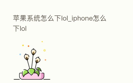蘋果系統(tǒng)怎么下lol_iphone怎么下lol