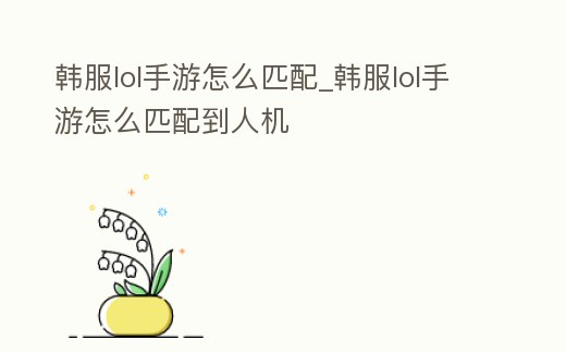 韓服lol手游怎么匹配_韓服lol手游怎么匹配到人機(jī)