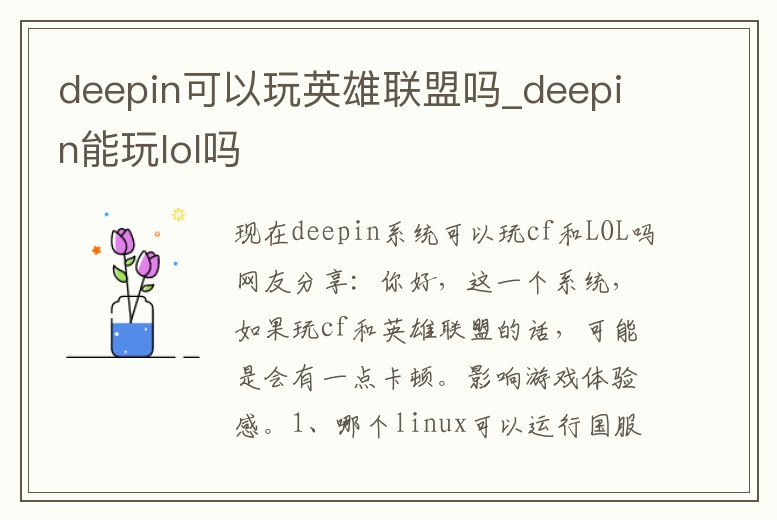 deepin可以玩英雄聯盟嗎_deepin能玩lol嗎