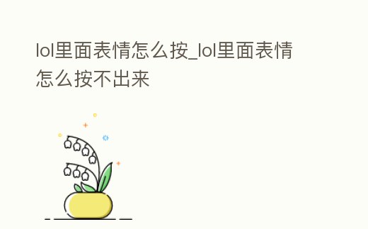 lol里面表情怎么按_lol里面表情怎么按不出來