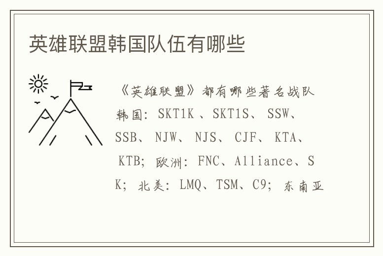 英雄聯盟韓國隊伍有哪些