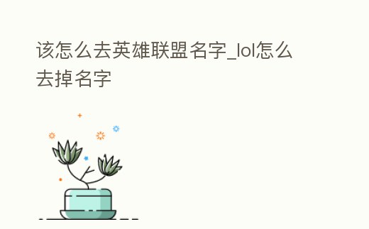 該怎么去英雄聯盟名字_lol怎么去掉名字