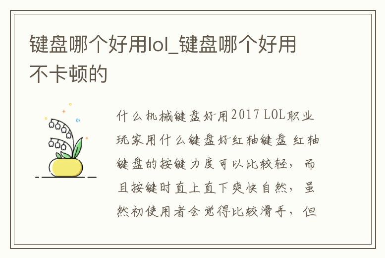 鍵盤哪個好用lol_鍵盤哪個好用不卡頓的