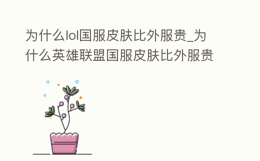 為什么lol國服皮膚比外服貴_為什么英雄聯(lián)盟國服皮膚比外服貴