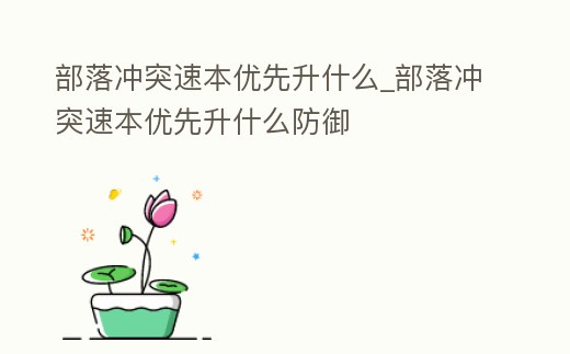 部落沖突速本優先升什么_部落沖突速本優先升什么防御