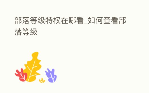 部落等級特權在哪看_如何查看部落等級