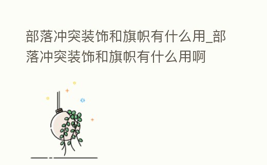 部落沖突裝飾和旗幟有什么用_部落沖突裝飾和旗幟有什么用啊