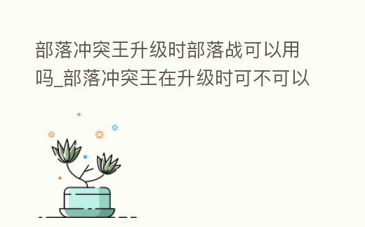部落沖突王升級(jí)時(shí)部落戰(zhàn)可以用嗎_部落沖突王在升級(jí)時(shí)可不可以使用
