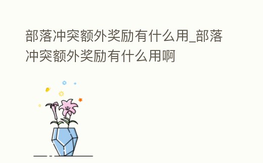 部落沖突額外獎勵有什么用_部落沖突額外獎勵有什么用啊