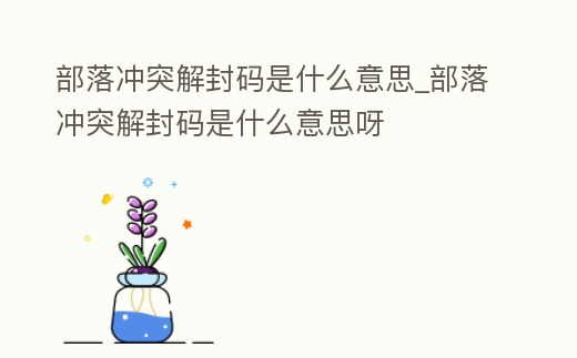 部落沖突解封碼是什么意思_部落沖突解封碼是什么意思呀