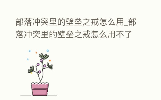 部落沖突里的壁壘之戒怎么用_部落沖突里的壁壘之戒怎么用不了