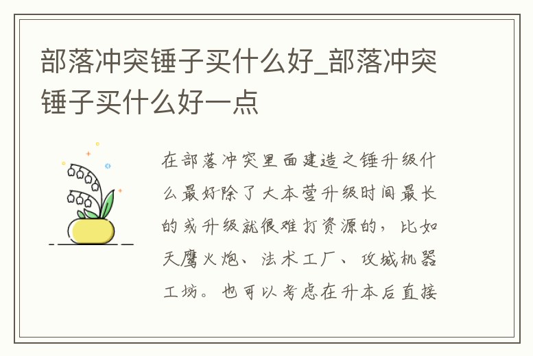 部落沖突錘子買什么好_部落沖突錘子買什么好一點