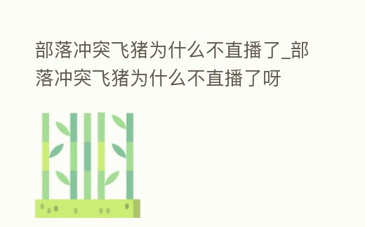 部落沖突飛豬為什么不直播了_部落沖突飛豬為什么不直播了呀