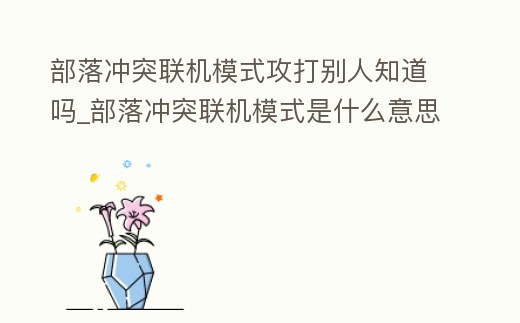 部落沖突聯機模式攻打別人知道嗎_部落沖突聯機模式是什么意思